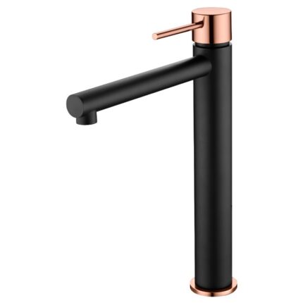 Grifo de lavabo alto mod. MILOS STICK negro oro rosa