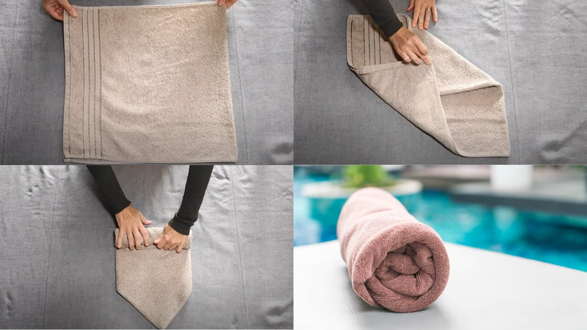 Doblar toallas en forma de rollito