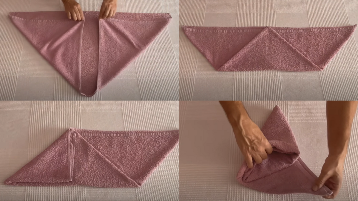 Doblar toallas en forma de triángulo