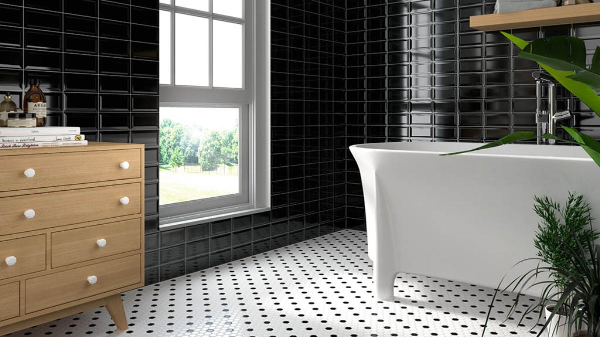 Baño blanco y negro