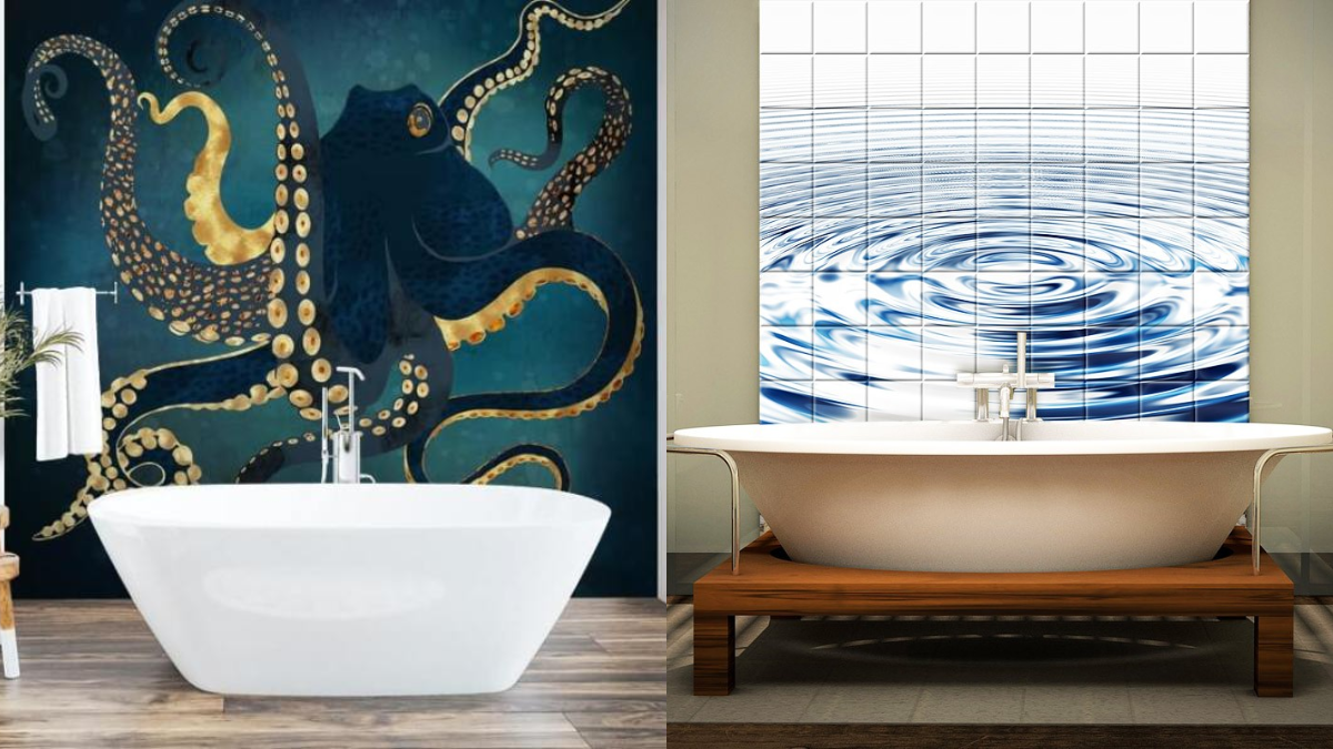 murales en las paredes del baño