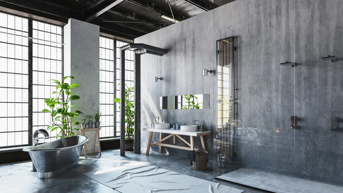 estilo industrial en el baño