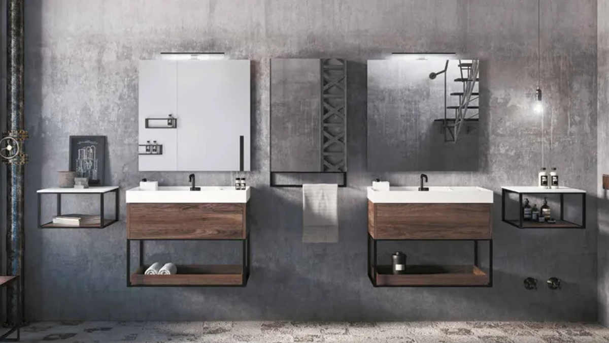 estilo industrial en el baño